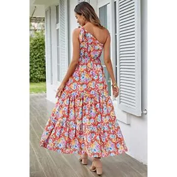 PRETTYGARDEN Summer Floral One-Shoulder Maxi Dress