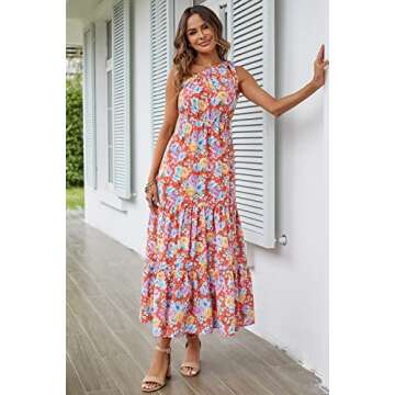 PRETTYGARDEN Summer Floral One-Shoulder Maxi Dress