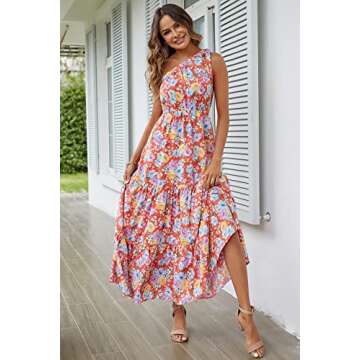 PRETTYGARDEN Summer Floral One-Shoulder Maxi Dress