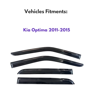 KPY Window Visor Compatible with Kia Optima 2011-2015, 4PC Rain Guard Side Window Vent Deflectors Ta...