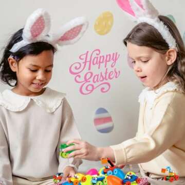 JYXT 12 Pack Easter Eggs with Car Building Blocks Toys, Prefilled Easter Basket Stuffers Mini Building Block Transporter Building Set for Kids Classroom Prize Party Favors Goodie Bags Fillers