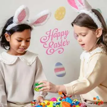 JYXT 12 Pack Easter Eggs with Car Building Blocks Toys, Prefilled Easter Basket Stuffers Mini Building Block Transporter Building Set for Kids Classroom Prize Party Favors Goodie Bags Fillers