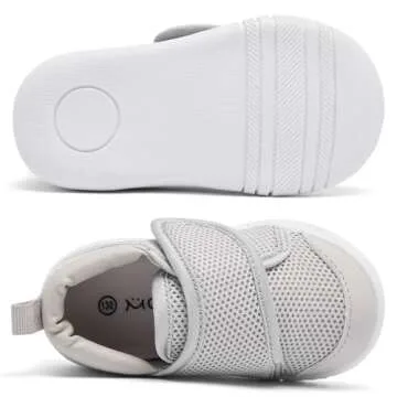 MORENDL Baby Sneakers Boys Girls First Walkers Shoes Lightweight Mesh Breathable Non-Slip Infant Shoes 6 9 12 15 18 24 Months Grey