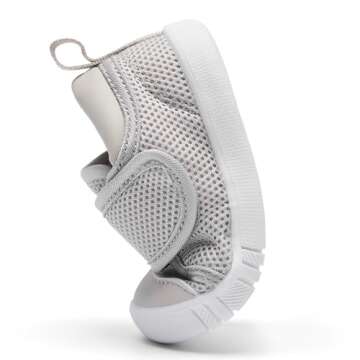 MORENDL Baby Sneakers Boys Girls First Walkers Shoes Lightweight Mesh Breathable Non-Slip Infant Shoes 6 9 12 15 18 24 Months Grey