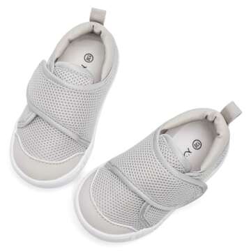 MORENDL Baby Sneakers Boys Girls First Walkers Shoes Lightweight Mesh Breathable Non-Slip Infant Shoes 6 9 12 15 18 24 Months Grey