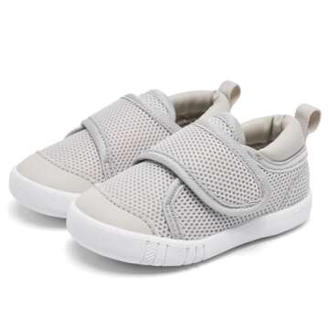 MORENDL Baby Sneakers Boys Girls First Walkers Shoes Lightweight Mesh Breathable Non-Slip Infant Shoes 6 9 12 15 18 24 Months Grey