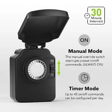 BN-LINK 24-Hour Mechanical Outdoor Light Timer, Outdoor Timer Waterproof, 1 Grounded Timer Outlet for Home and Garden, 15A 1/2HP, Heavy Duty
