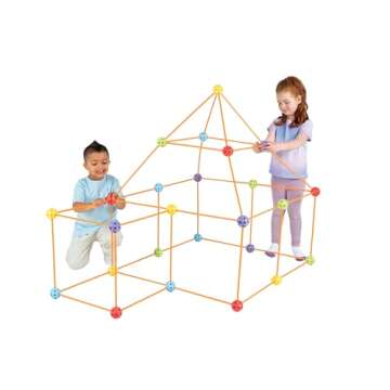 crazy forts Everest Toys Multicolor - 69 Piece Fort Building Kit - Buildable Indoor/Outdoor Kids DIY Stem Toy