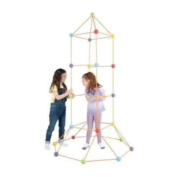 crazy forts Everest Toys Multicolor - 69 Piece Fort Building Kit - Buildable Indoor/Outdoor Kids DIY Stem Toy