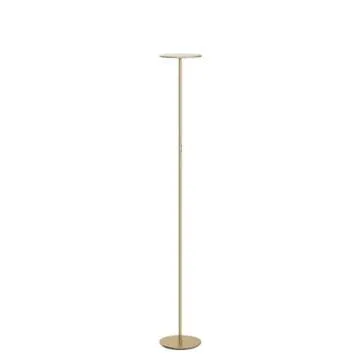 Brightech Sky LED Floor lamp for Living Rooms & Offices -Torchiere Super Bright , Dimmable, Tall Standing Lamp for Bedroom Reading - Gold Brass