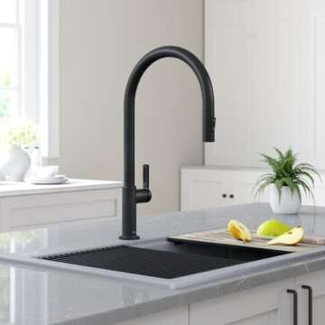 Kraus KPF-2821MB Oletto High-Arc Single Handle Pull-Down Kitchen Faucet, 21 Inch, Matte Black