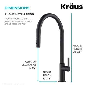 Kraus KPF-2821MB Oletto High-Arc Single Handle Pull-Down Kitchen Faucet, 21 Inch, Matte Black