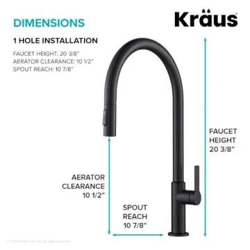 Kraus KPF-2821MB Oletto High-Arc Single Handle Pull-Down Kitchen Faucet, 21 Inch, Matte Black
