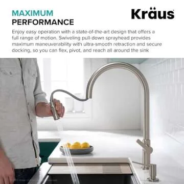 Kraus KPF-2821MB Oletto High-Arc Single Handle Pull-Down Kitchen Faucet, 21 Inch, Matte Black