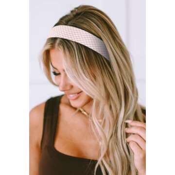 Headbands for Women Trendy Pink Headbands for Women’s Hair Non Slip 1 inch Wide Cute Headbands for Girls, Floral Thick Head Bands Elastic Hair Bands for Women Hair Fashion Hair Accessories 4PCS