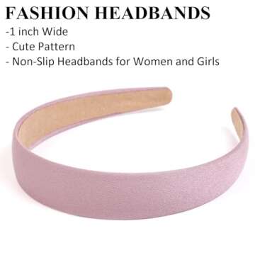 Headbands for Women Trendy Pink Headbands for Women’s Hair Non Slip 1 inch Wide Cute Headbands for Girls, Floral Thick Head Bands Elastic Hair Bands for Women Hair Fashion Hair Accessories 4PCS