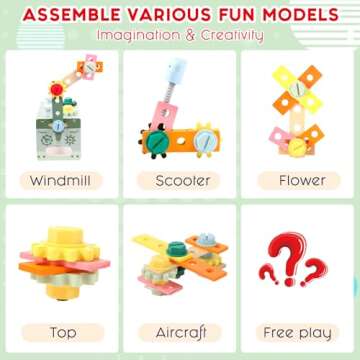 Asweets Kids Tool Set, Wooden Toddler Tool Bench with Box, Montessori STEM Educational Pretend Play Construction Toys, Birthday Gift for 3, 4, 5, and 6 Year Old Boys and Girls, 32 Pcs (Green)