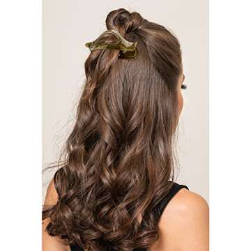 ATODEN Flat Claw Clips Barrettes for Women - Alligator Hair Clips (3 Pcs), Duck Billed Clips for Thin & Medium Hair Styling, Jaw Clamps