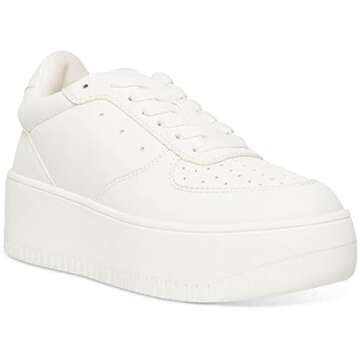 Steve Madden Women's Rocket Sneaker - Vegan Leather Platform Style, White, Size 9.5