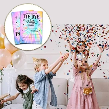 Foosproea Tie Dye Birthday Invitations - 20 Pack