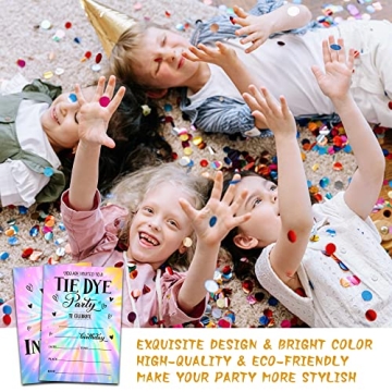 Foosproea Tie Dye Birthday Invitations - 20 Pack