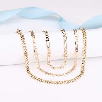 Jstyle 3Pcs Gold Anklet for Women Figaro/Herringbone/Cuban/Paperclip Link Chain Ankle Bracelet Adjustable Beach Foot Jewelry D