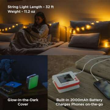 LuminAID Solar String Light with Phone Charger Portable