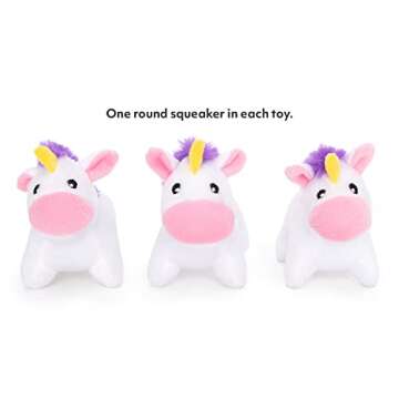 ZippyPaws Burrow Replacement Miniz - Unicorn 3-Pack, Rainbow Unicorn Toy with Squeakers, Plush Dog Toys for Aggressive Chewers, Summer Dog Toys, Rainbow Dog Pride Accessories