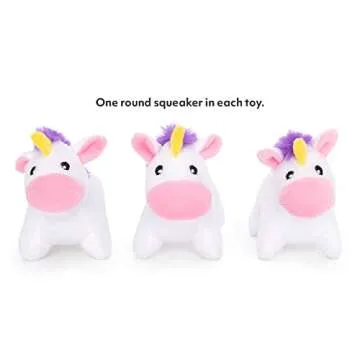 ZippyPaws Burrow Replacement Miniz - Unicorn 3-Pack, Rainbow Unicorn Toy with Squeakers, Plush Dog Toys for Aggressive Chewers, Summer Dog Toys, Rainbow Dog Pride Accessories