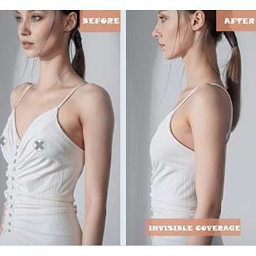 Pasties for Women Silicone Self Adhesive Nipple Covers Reusable Invisible Nipple Concealers with Tra...