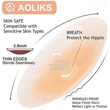 Pasties for Women Silicone Self Adhesive Nipple Covers Reusable Invisible Nipple Concealers with Travel Case (Pink)