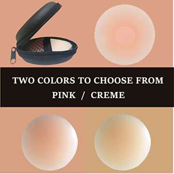 Pasties for Women Silicone Self Adhesive Nipple Covers Reusable Invisible Nipple Concealers with Travel Case (Pink)