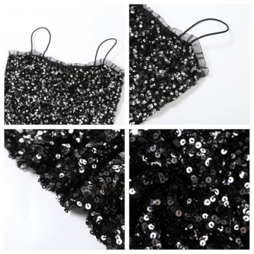 QNI Sexy Sequin Spaghetti Strap Dress for Women