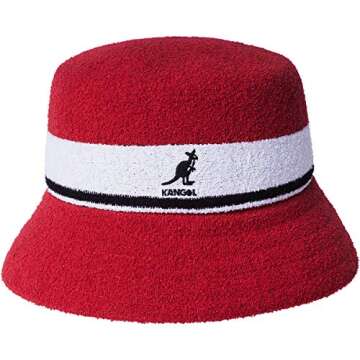 Kangol Bermuda Stripe Bucket Hat - Iconic Style in Scarlet/M