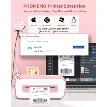 Compact 4x6 Pink Thermal Label Printer for Shipping