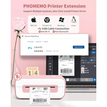 Compact 4x6 Pink Thermal Label Printer for Shipping