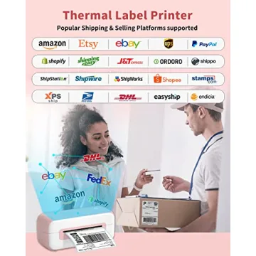 Compact 4x6 Pink Thermal Label Printer for Shipping