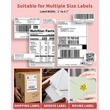 Compact 4x6 Pink Thermal Label Printer for Shipping