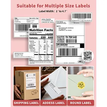 Compact 4x6 Pink Thermal Label Printer for Shipping