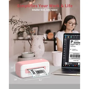 Compact 4x6 Pink Thermal Label Printer for Shipping