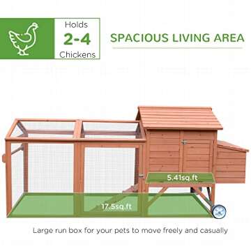 PawHut Chicken Coop with Nesting Box & Wheels for Backyard