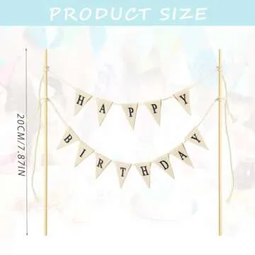 Happy Birthday Cake Banner Personalized Birthday Cake Bunting Topper Happy Birthday Cake Toppers Happy Birthday Cake Sign Topper Garland Wood Pole Cake Topper for Birthday Party Supplies