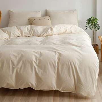 Beige Duvet Cover King Size Bedding Solid Color Modern Bedding Collection for Adults Easy Care Comfo...