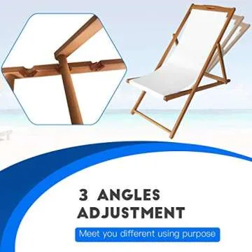 Dkeli Beach Sling Chairs Set of 2 Outdoor Folding Portable Beach Chairs with Solid Wooden Frame and Polyester Canvas Reclining Adjustable Patio Lounge Chair for Yard Pool Balcony Garden