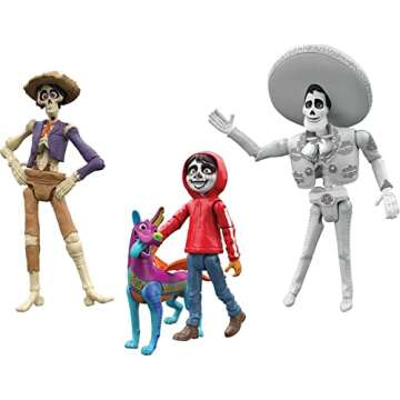 Disney Pixar Coco Storyteller Action Figure Multi-Pack, Miguel Hector Ernesto Dante In the Land of the Dead, Posable Movie Toys