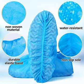Zhanmai 300 Pack Disposable Boot Shoe Covers Non Slip Disposable Large Foot Booties for Shoe Covers for Indoors Contractors Floor and Carpet Protectors, One Size Fits Most(Blue)