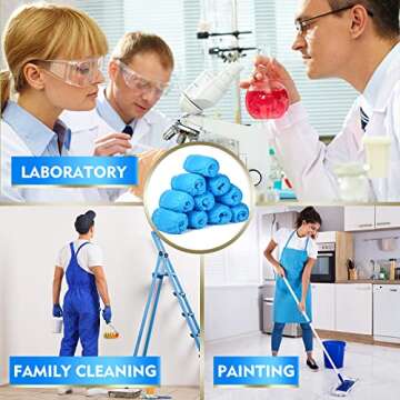 Zhanmai 300 Pack Disposable Boot Shoe Covers Non Slip Disposable Large Foot Booties for Shoe Covers for Indoors Contractors Floor and Carpet Protectors, One Size Fits Most(Blue)