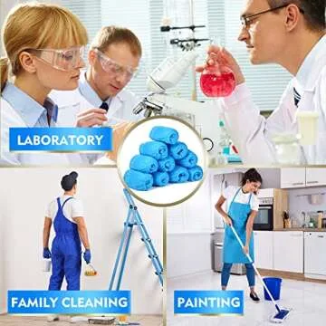 Zhanmai 300 Pack Disposable Boot Shoe Covers Non Slip Disposable Large Foot Booties for Shoe Covers for Indoors Contractors Floor and Carpet Protectors, One Size Fits Most(Blue)