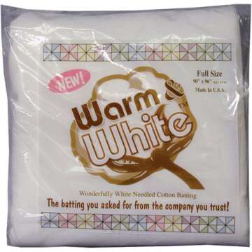 Warm Company Batting 90-Inch by 96-Inch Warm and White Cotton Batting for Quilting