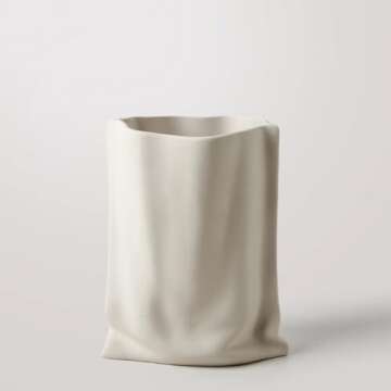Ceramic Joe Creative fold Paper Bag Ceramic vase Handmade Ceramic vase Living Room Bedroom Model Roo...